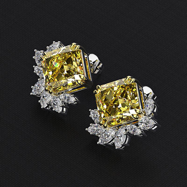 925 Sterling Silver Cushion Cut Stud Earring