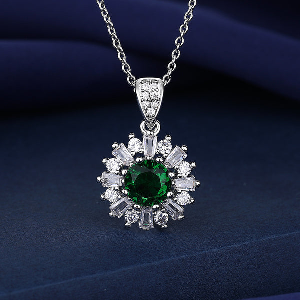 Presentski Green CZ Necklace Ring Earring Set T3S016