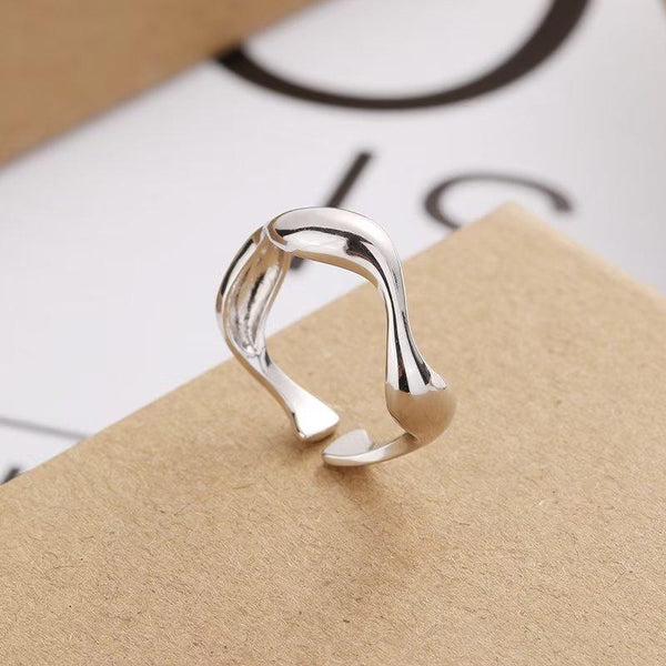 Presentski Simple Wavy Irregular Open Ring for Women Girls