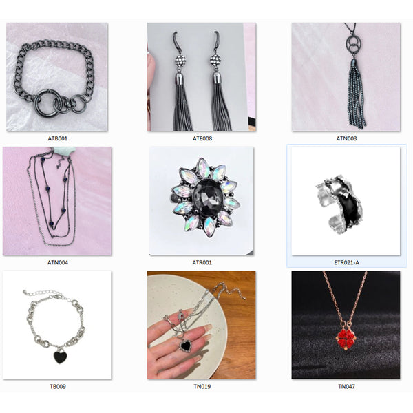 [TS011] Presentski Black Stone Fashion Jewelry Buy 5pcs Get Extra 5pcs Free with Necklaces Rings Earrings Bracelet