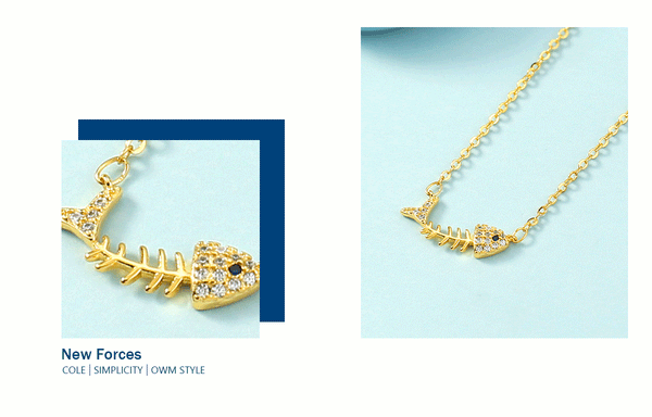 [TN054] Presentski Fish Personality Necklace Gold and Silver Color