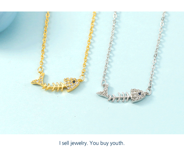 [TN054] Presentski Fish Personality Necklace Gold and Silver Color