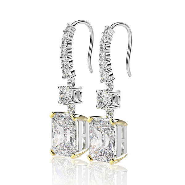 Classic Radiant Cut 925 Sterling Silver White Drop Earring