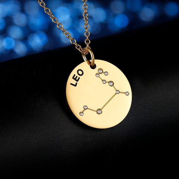 Presentski 12 Constellations Necklace Zodiac Pendant 17+2 inch Chain SSN059