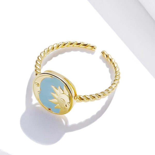 Presentski Sun Moon Open Adjustable Ring for Women Girls