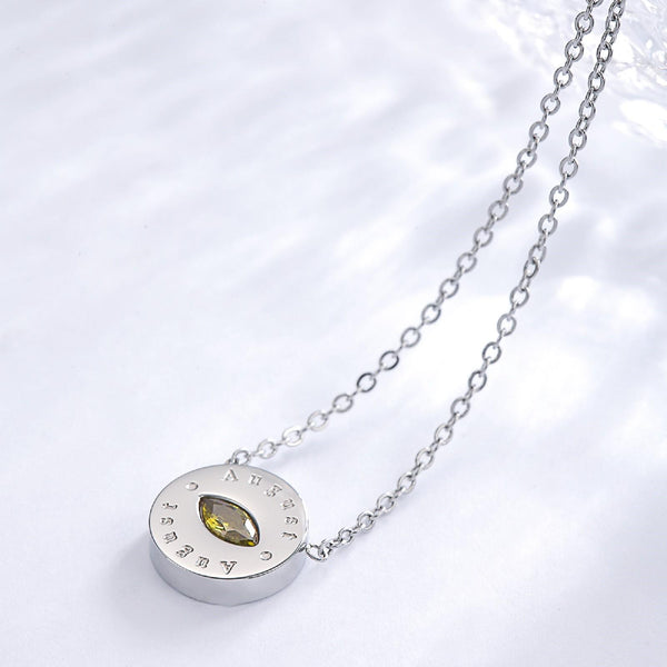 Presentski Birthstone Pendant Necklace Evil Eye Shaped Pendant