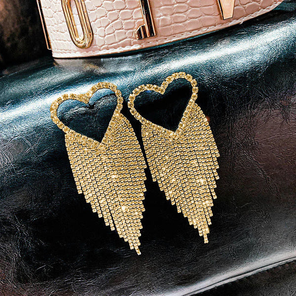 Presentski Temperament Heart Earrings Female Fashion Long Tassel Earrings TE019