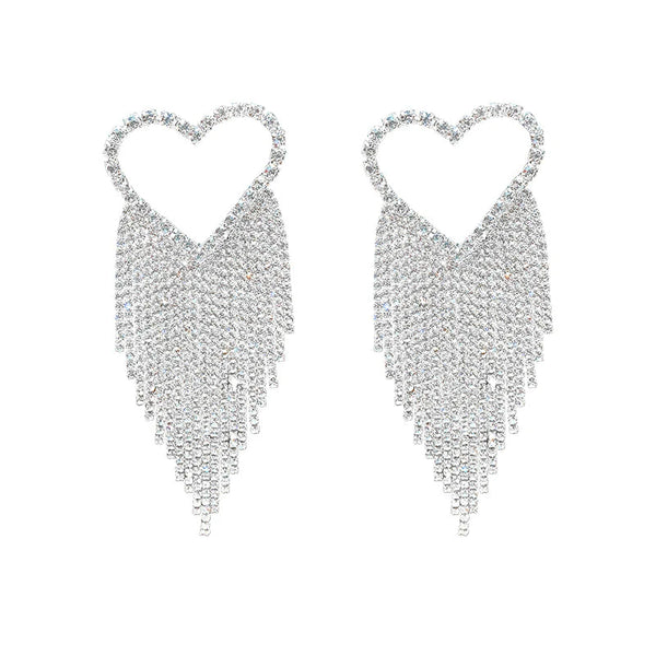 Presentski Temperament Heart Earrings Female Fashion Long Tassel Earrings TE019