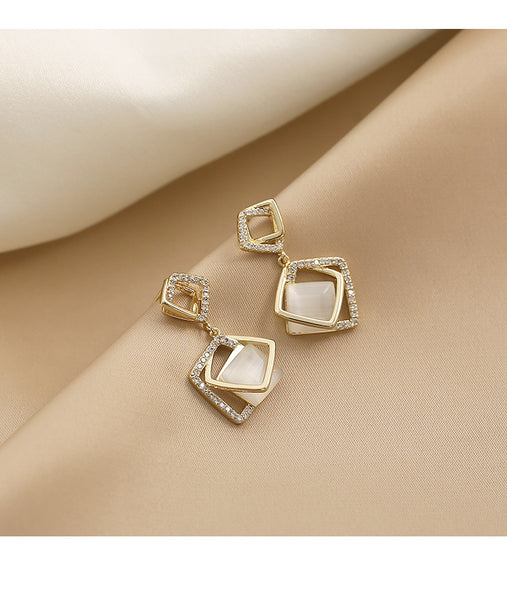 Presentski 18k Geometric Earrings Simple Personality Versatile Earrings for Women