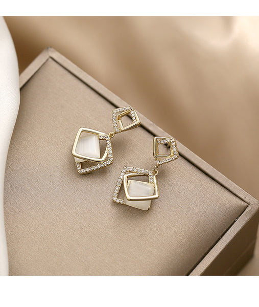 Presentski 18k Geometric Earrings Simple Personality Versatile Earrings for Women