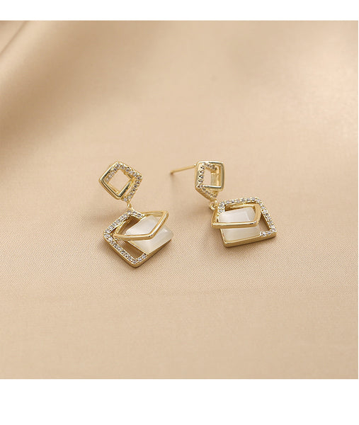 Presentski 18k Geometric Earrings Simple Personality Versatile Earrings for Women