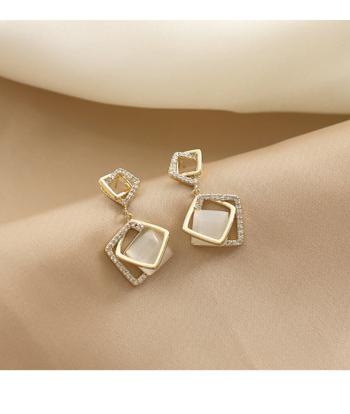 Presentski 18k Geometric Earrings Simple Personality Versatile Earrings for Women