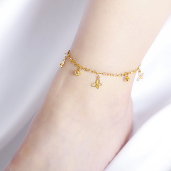 [TKHP-SST20] Presentski Stainless Steel Anklet with Dangling Pendants Adjustable Chain