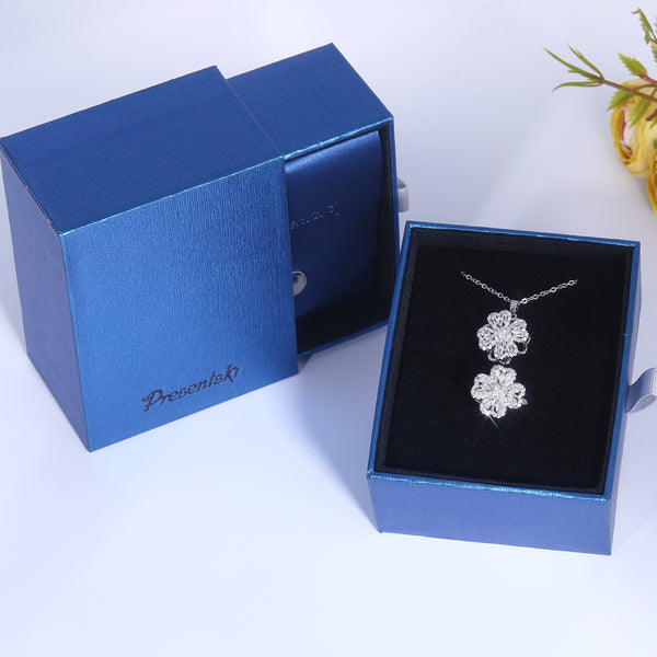 Presentski Four Leaf Clover Spinner Necklace and Ring Set with Gift Box T2SP004