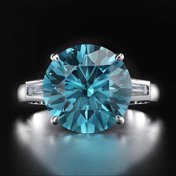 12 carat aquamarine engagement ring in sterling silver