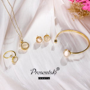 Presentski Cat Eye Spinner Necklace Ring Earring Bracelet Set T4S003