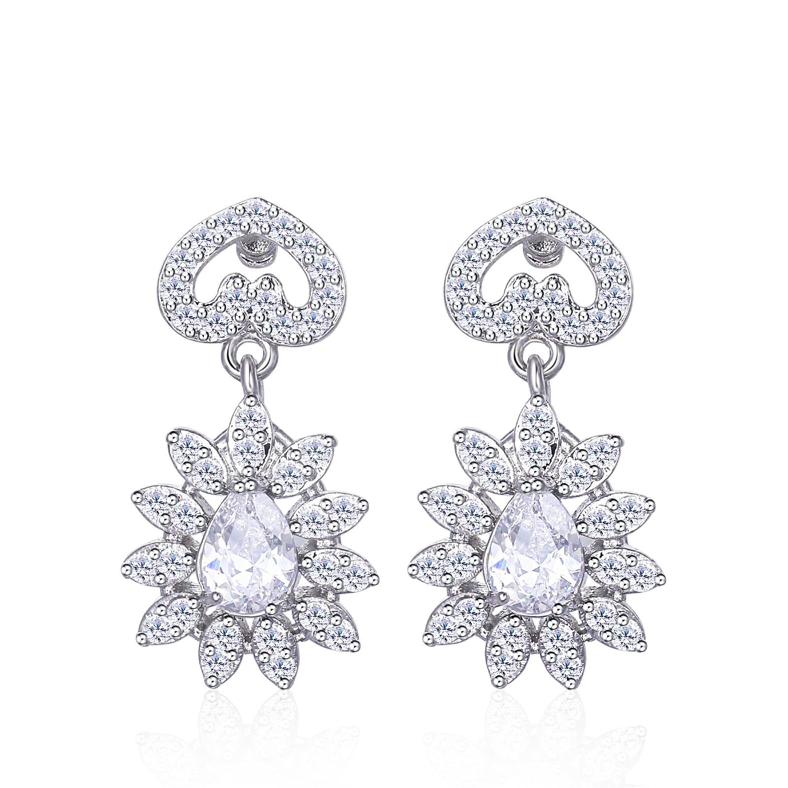 Presentski Love Studs Dangle Floral Earrings