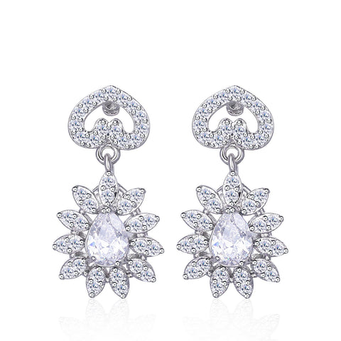 Presentski Love Studs Dangle Floral Earrings