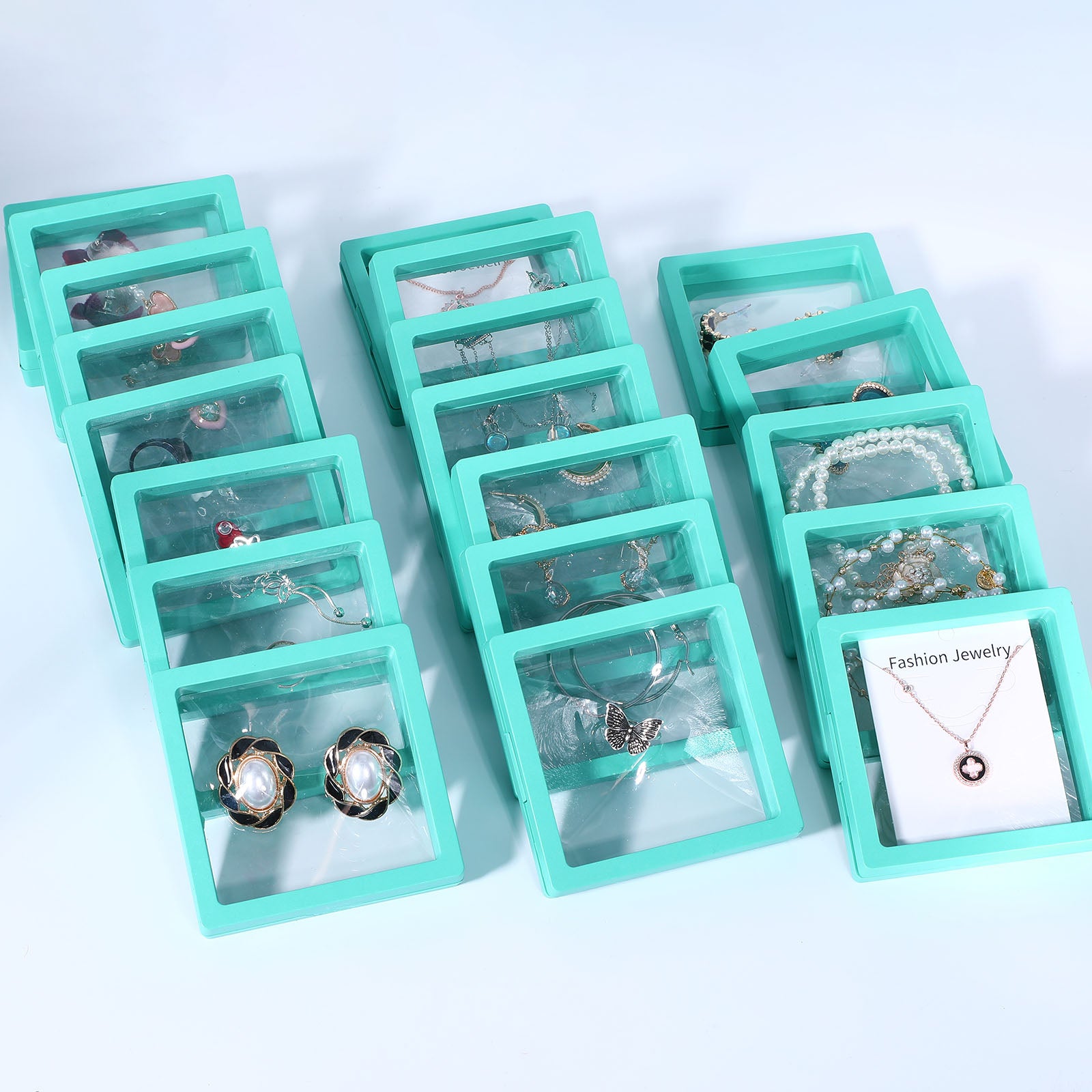 Random 10PCS Necklaces Earrings Rings Bracelet with Blue Anti Oxidation Jewelry Box