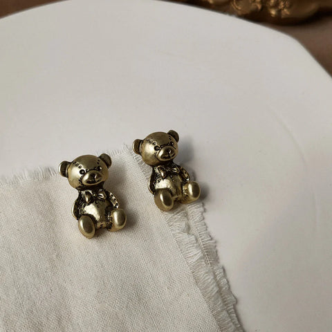 Presentski Vintage Small Animal Ancient Gold Earrings Female Treasure Girl Style Earrings TE021