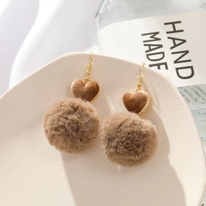 Presentski Cute Mink Hair Ball Earrings Simple Temperament Love Earrings TE026