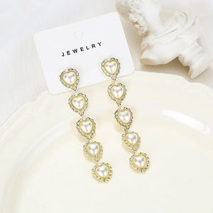 Presentski Pearl Love Tassel Earrings Long Fashion Elegant Female Earrings TE028