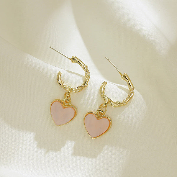 [TE210] Presentski Lovely Love Earrings Versatile Fashion Personalized Metal Earrings