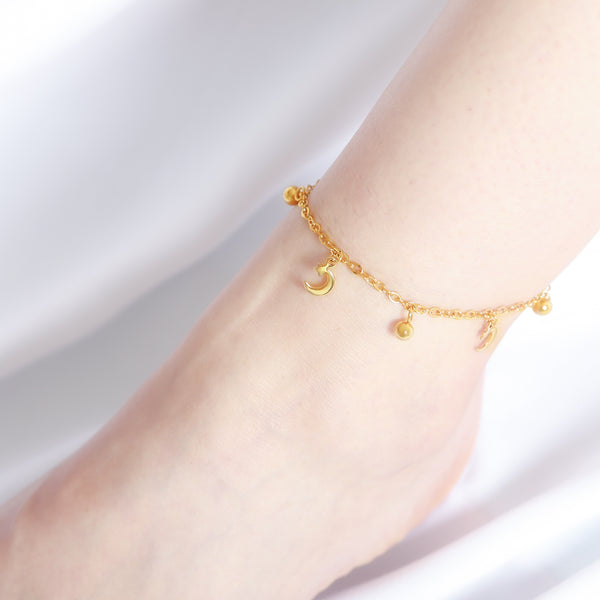 [TKHP-SST20] Presentski Stainless Steel Anklet with Dangling Pendants Adjustable Chain