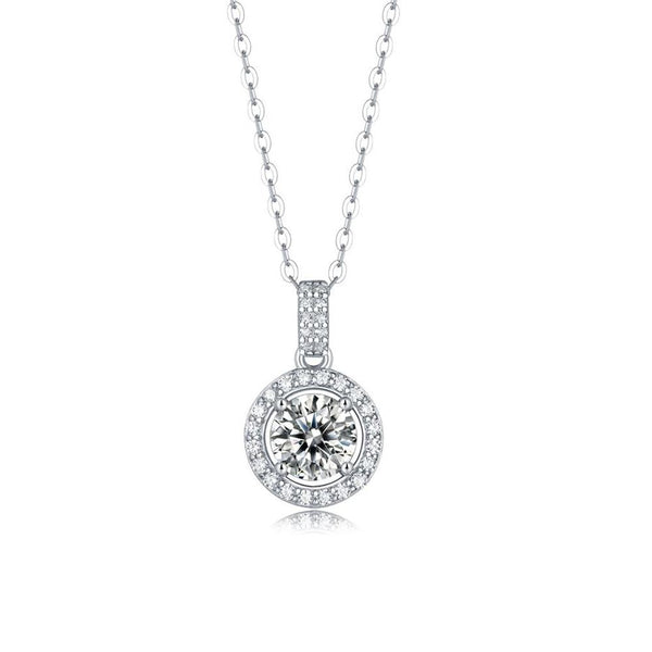 1.0ct 925 Sterling Silver Moissanite Round Necklace