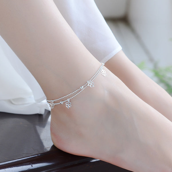 [TB017] Presentski Double-layer Four Leaf Clover Bracelet and Anklet Adjustable Size