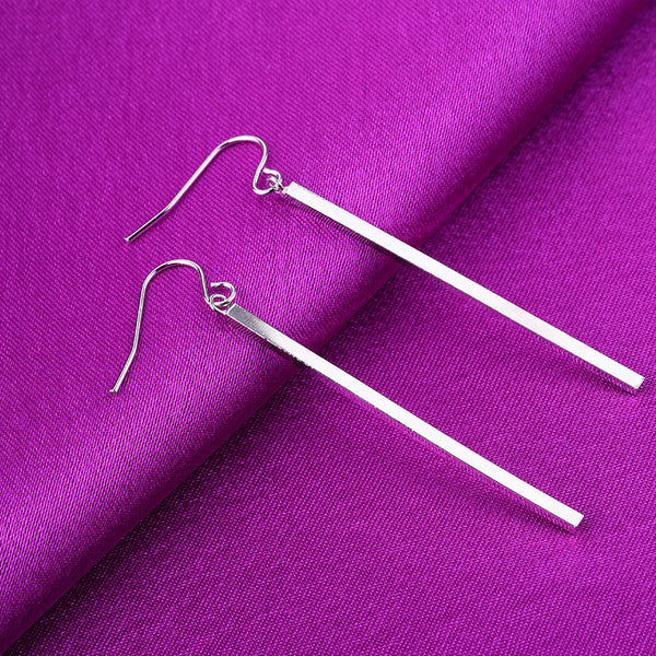 [TE082] Presentski Long Bar Silver Dangle Earrings