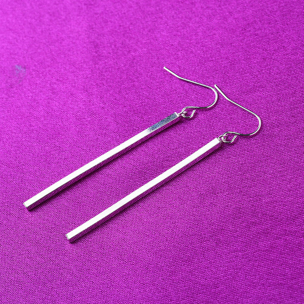 [TE082] Presentski Long Bar Silver Dangle Earrings