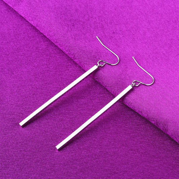 [TE082] Presentski Long Bar Silver Dangle Earrings