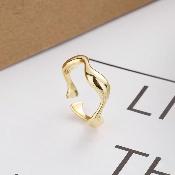 Presentski Simple Wavy Irregular Open Ring for Women Girls