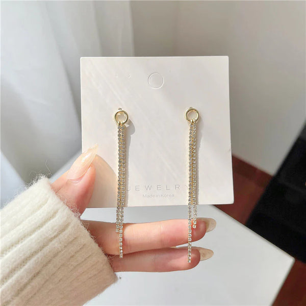 Presentski Tassel Zircon Earrings Women's Personality Chain Long Tassel Earrings TE037