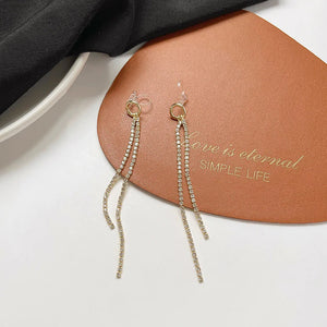 Presentski Tassel Zircon Earrings Women's Personality Chain Long Tassel Earrings TE037