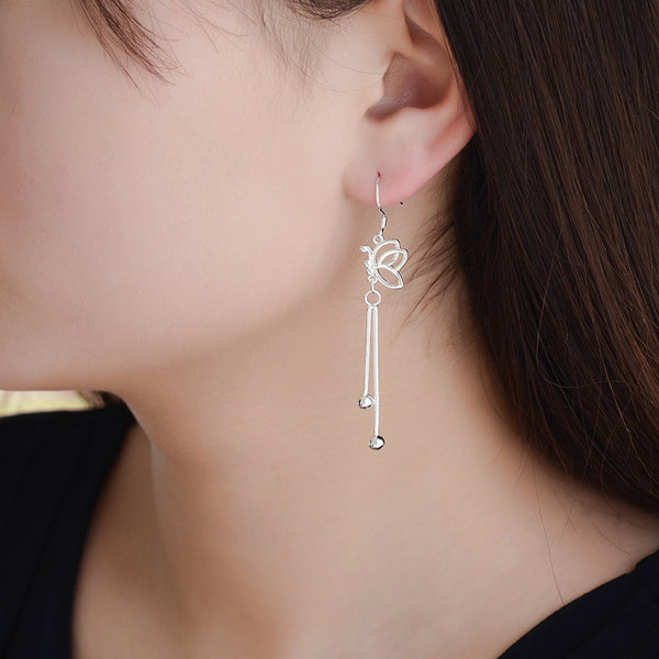 [TE079] Presentski Long Tassel Butterfly Earrings