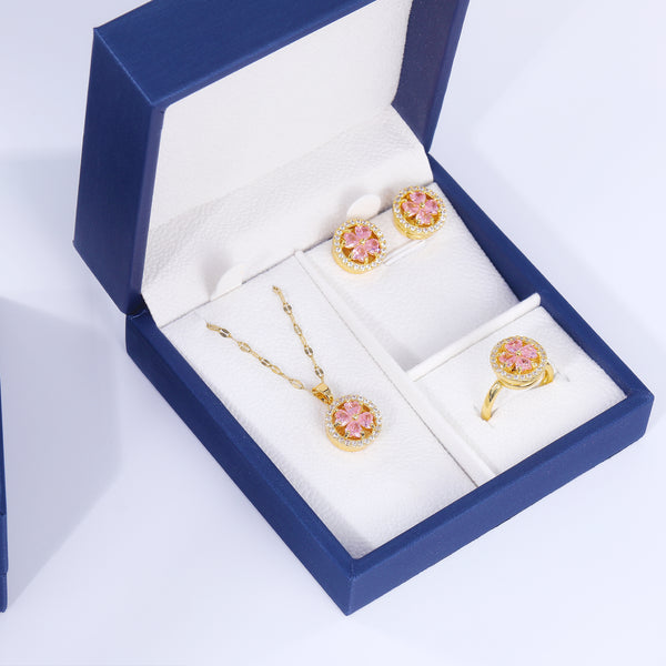 Presentski Flower Spinner Sets Necklace,Earrings and Ring include Gift Box