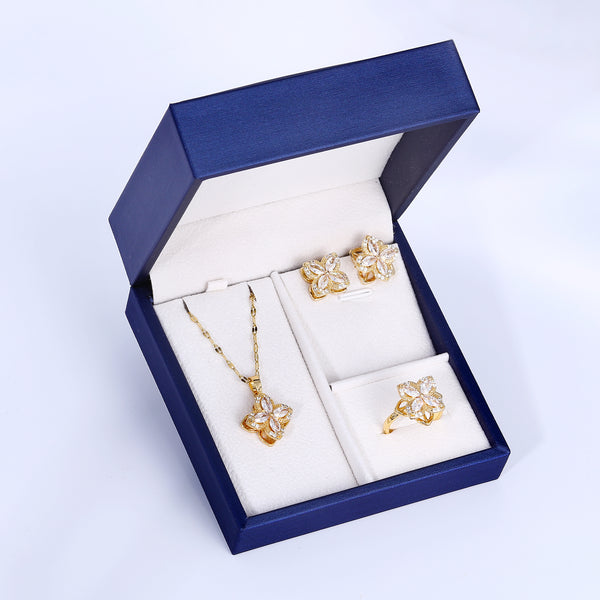 Presentski Flower Spinner Sets Necklace,Earrings and Ring include Gift Box