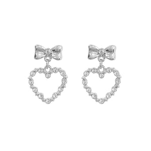 Presentski Love Earrings Female Bowknot Shiny Zircon Earrings TE041