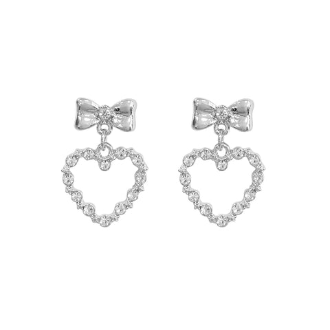 Presentski Love Earrings Female Bowknot Shiny Zircon Earrings TE041