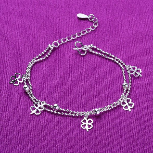 [TB017] Presentski Double-layer Four Leaf Clover Bracelet and Anklet Adjustable Size