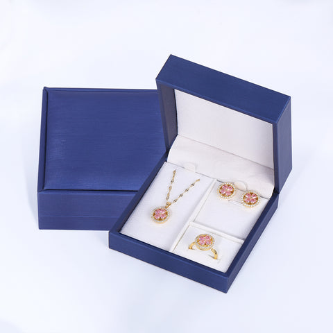 Presentski Pink Spinner Sets with Gift Box include Necklace Ring and Earrings