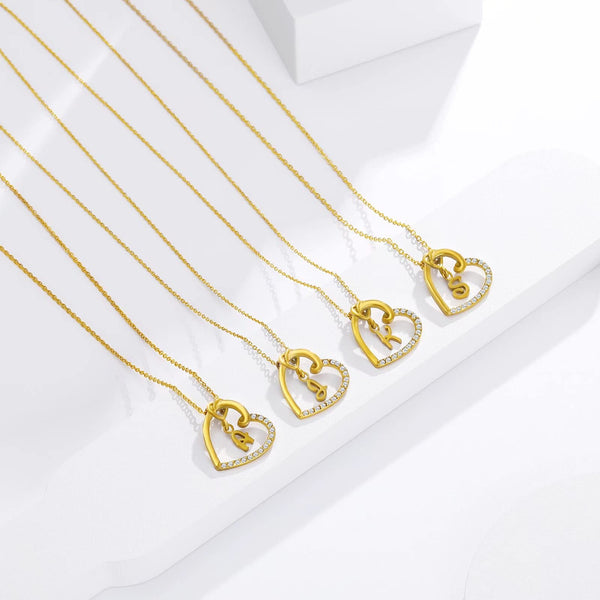 Presentski Heart Pendant Initial A-Z Letter Name Alphabet Adjustable Necklace for Teens Daughter