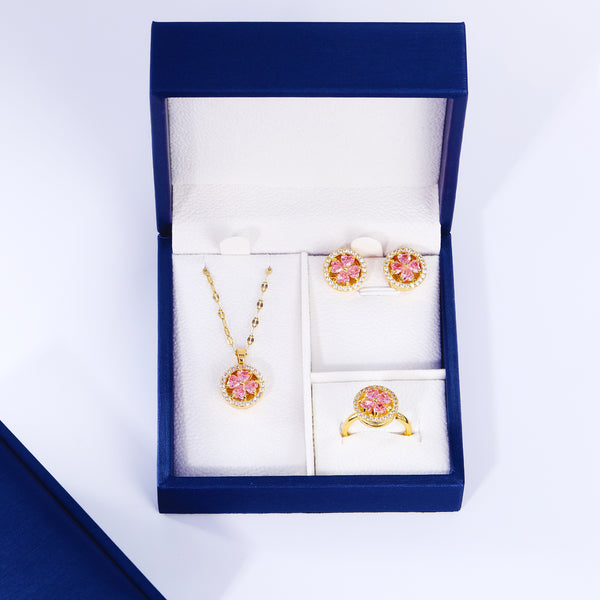 Presentski Flower Spinner Sets Necklace,Earrings and Ring include Gift Box