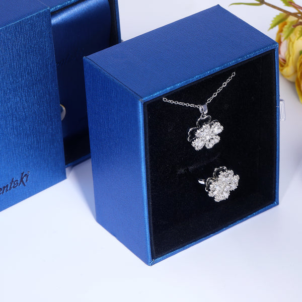 Presentski Four Leaf Clover Spinner Necklace and Ring Set with Gift Box T2SP004