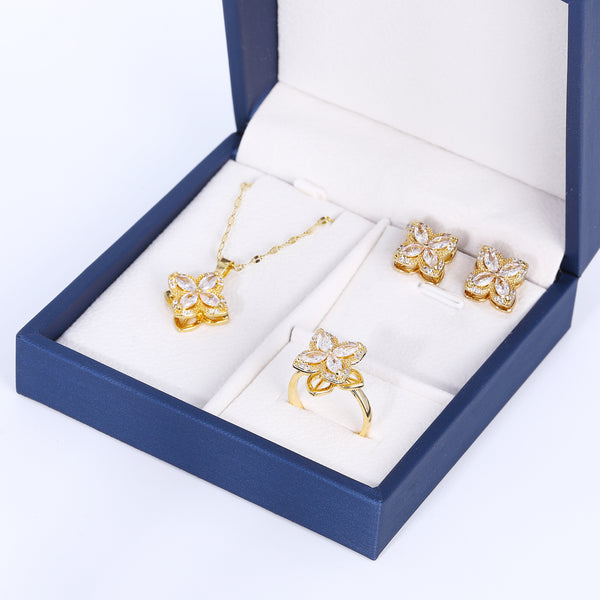 Presentski Flower Spinner Sets Necklace,Earrings and Ring include Gift Box