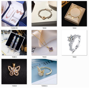 [TS004] Presentski 10 PCS Fashion Jewelry Set with Butterfly Spinner Necklaces Rings Earrings Bracelet