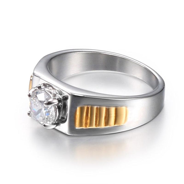 Presentski Delicate Sparkling Stone Step Ring for Men Boys