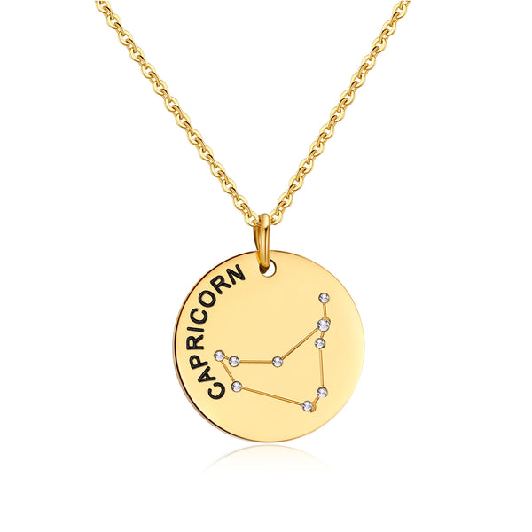 Presentski 12 Constellations Necklace Zodiac Pendant 17+2 inch Chain SSN059